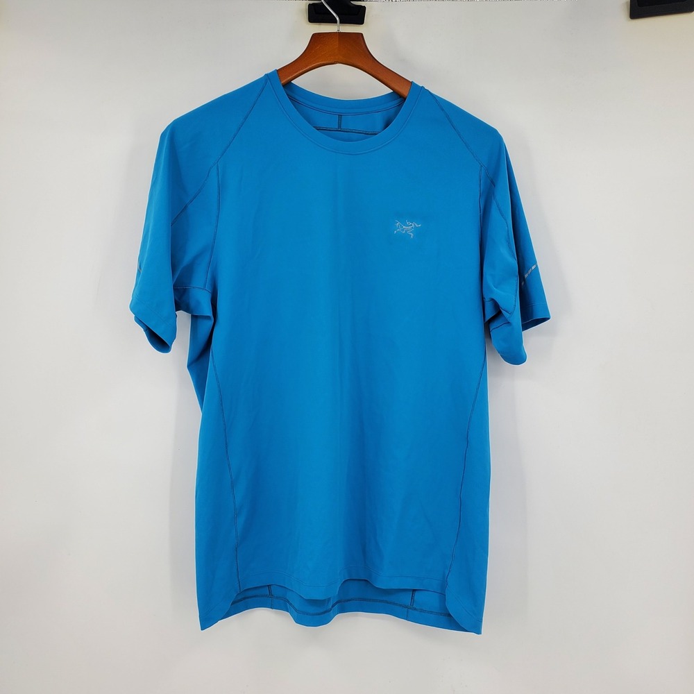 Arcteryx Motus Crew Neck Short Sleeve Shirt Mens Large Blue Technical Tee Phasic